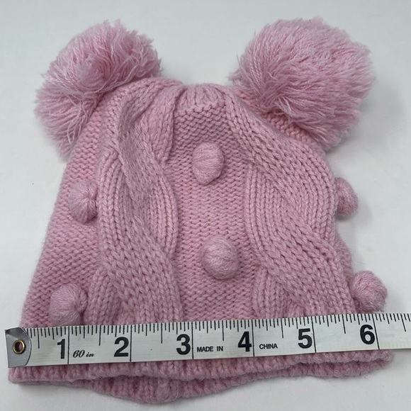 CAPELLI of NEW YORK: Pink Knit Double Pom Pom Hat, Size 0-6 months - Picture 8 of 9